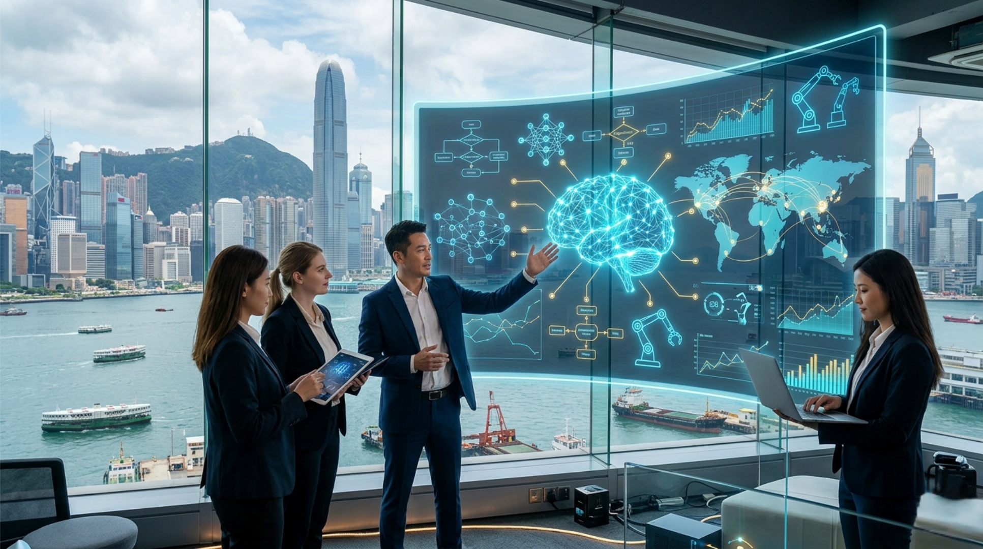 AI consulting team collaborating in Hong Kong office